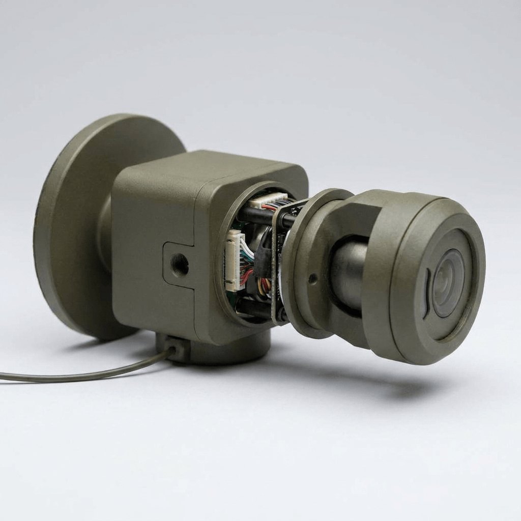 An exploded view of the node showing the pad, the body with its electronics, and the sensor separated along one axis.